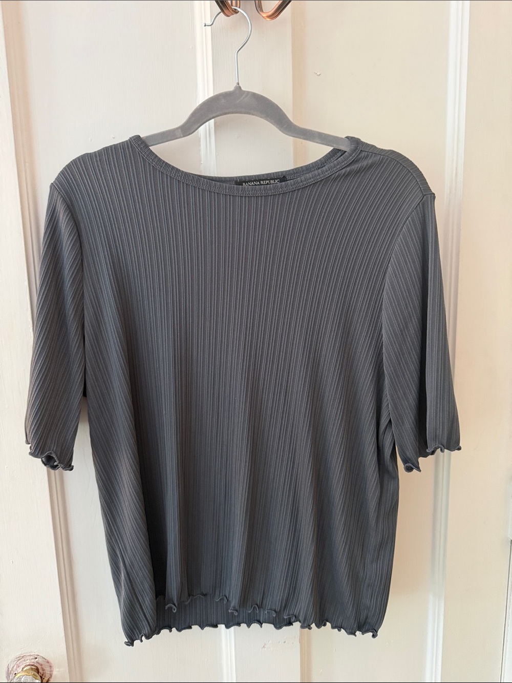 Banana Republic Charcoal Ribbed Short Sleeve Top